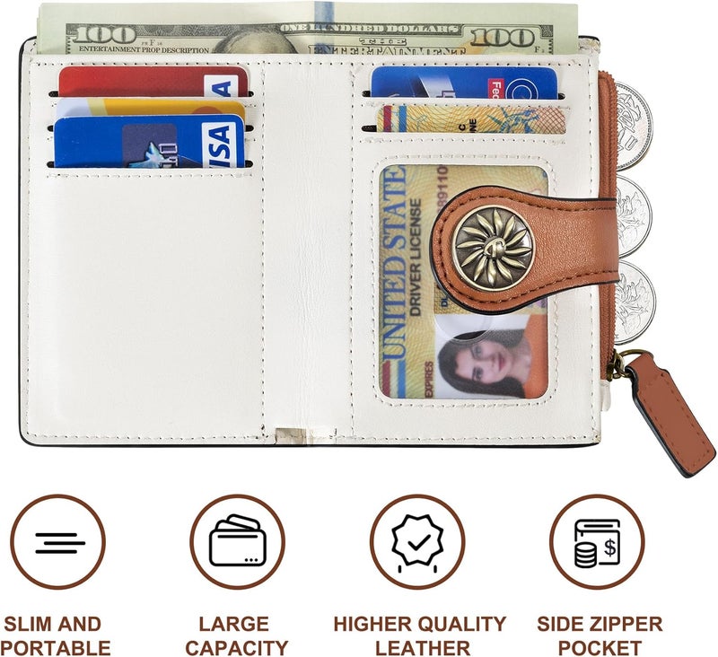 Tipmile Small Wallet for Women Bifold RFID Blocking Card Holder Leather Wallets with Zipper Coin Pocket - Image 4
